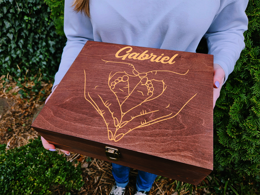 Personalized Baby Memory Box, Engraved Wooden Keepsake Box