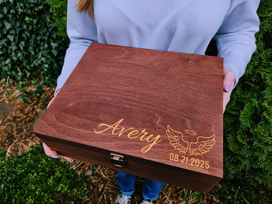 Personalized Memory Box with Name and Date, Custom Wooden Keepsake Box, Memorial Box, Sympathy Gift for Loss, Engraved Memory Box