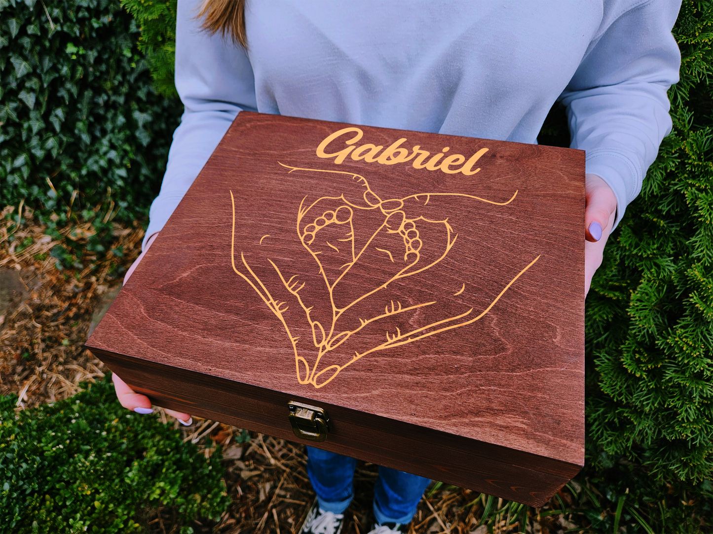 Personalized Baby Memory Box, Engraved Wooden Keepsake Box