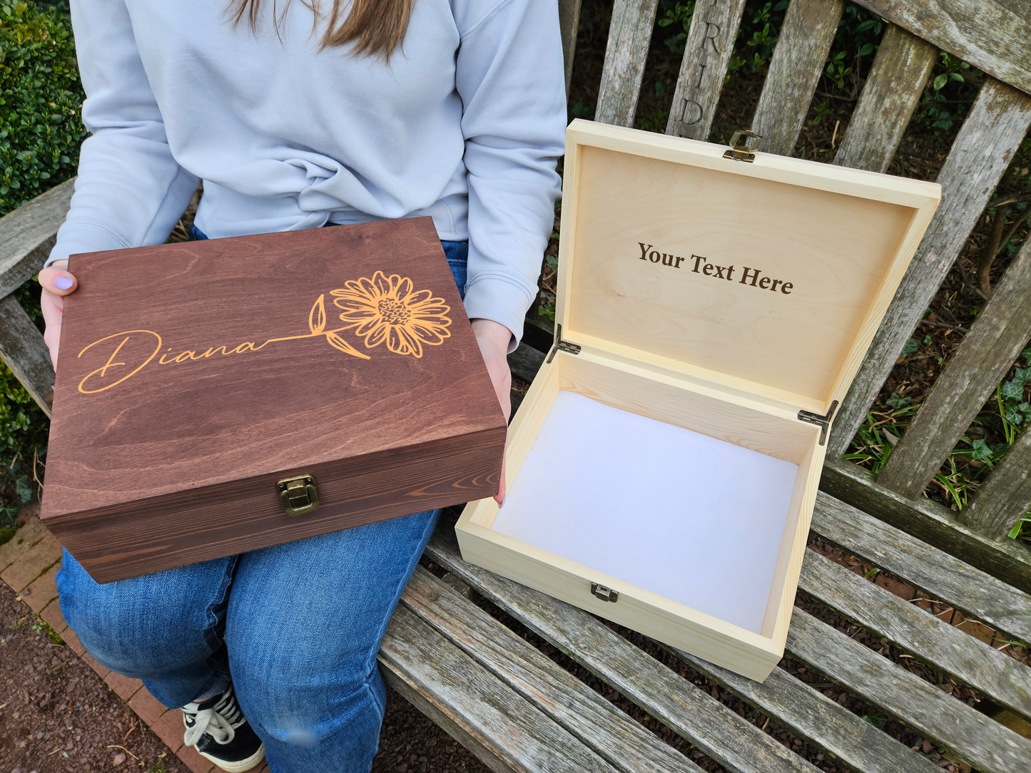 Personalized Daisy Keepsake Box, Floral Wooden Box for Her