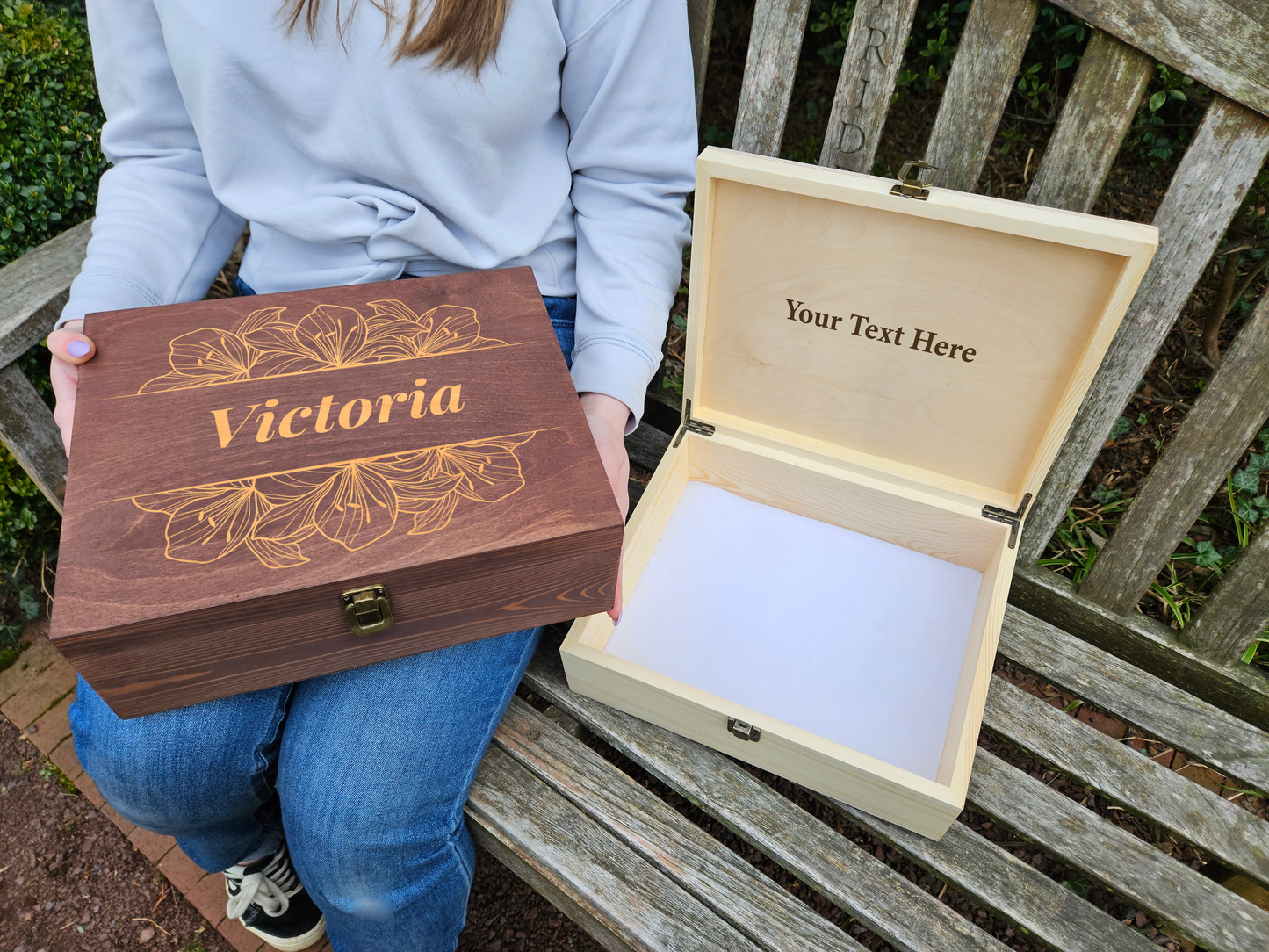 Personalized Floral Keepsake Box,  Lily Flower Design