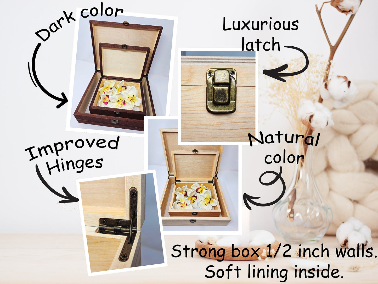 Engraved Wooden Keepsake Box, Dandelion & Butterflies Memory Box