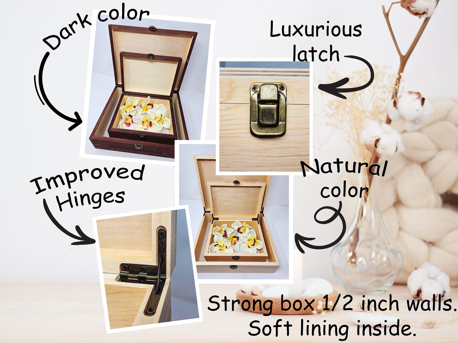 Engraved Wooden Keepsake Box, Dandelion & Butterflies Memory Box