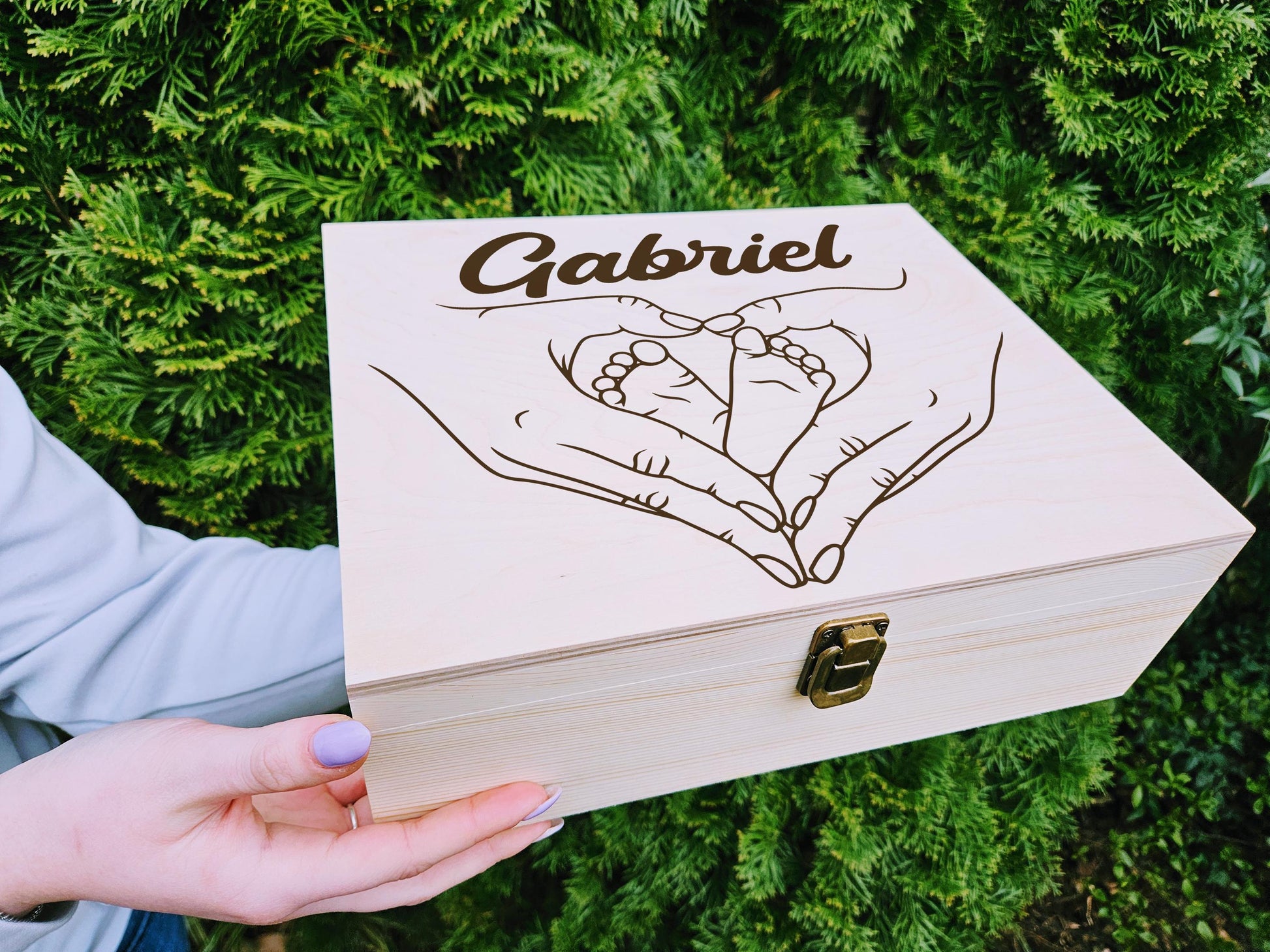 Engraved Wooden Keepsake Box: Baby Shower Memory Box