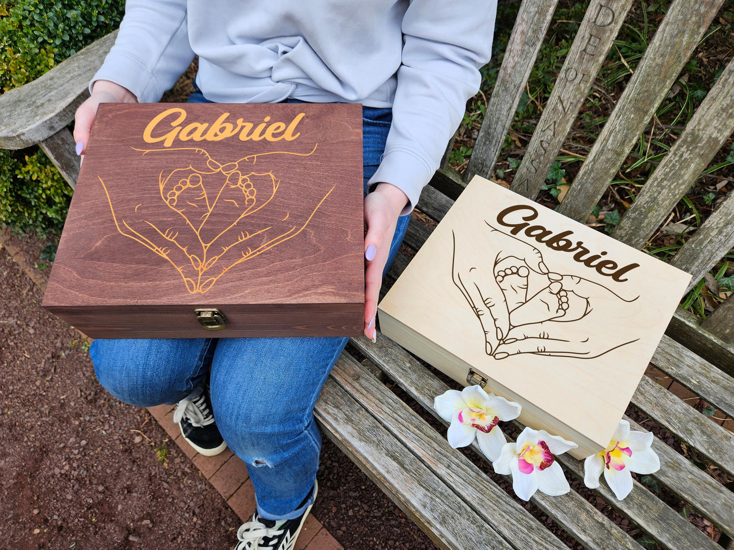 Engraved Wooden Keepsake Box: Baby Shower Memory Box