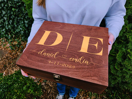 Custom Engraved Wooden Keepsake Box: Anniversary, Wedding, Valentine Gift