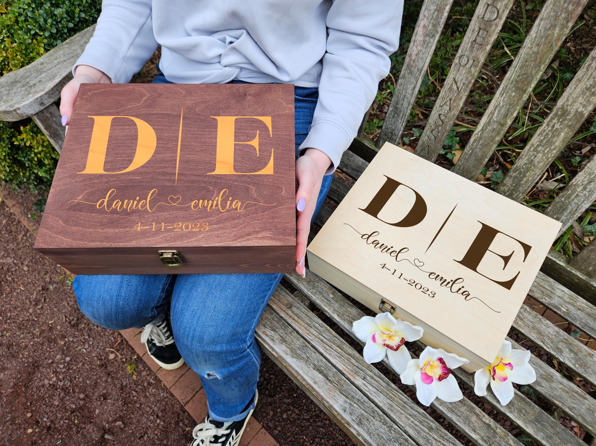 Custom Engraved Wooden Keepsake Box: Anniversary, Wedding, Valentine Gift