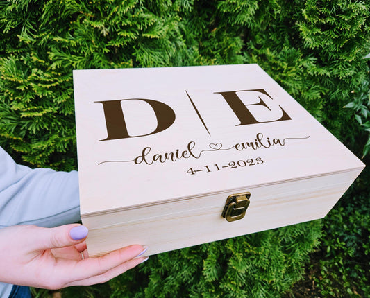 Custom Engraved Wooden Keepsake Box: Anniversary, Wedding, Valentine Gift