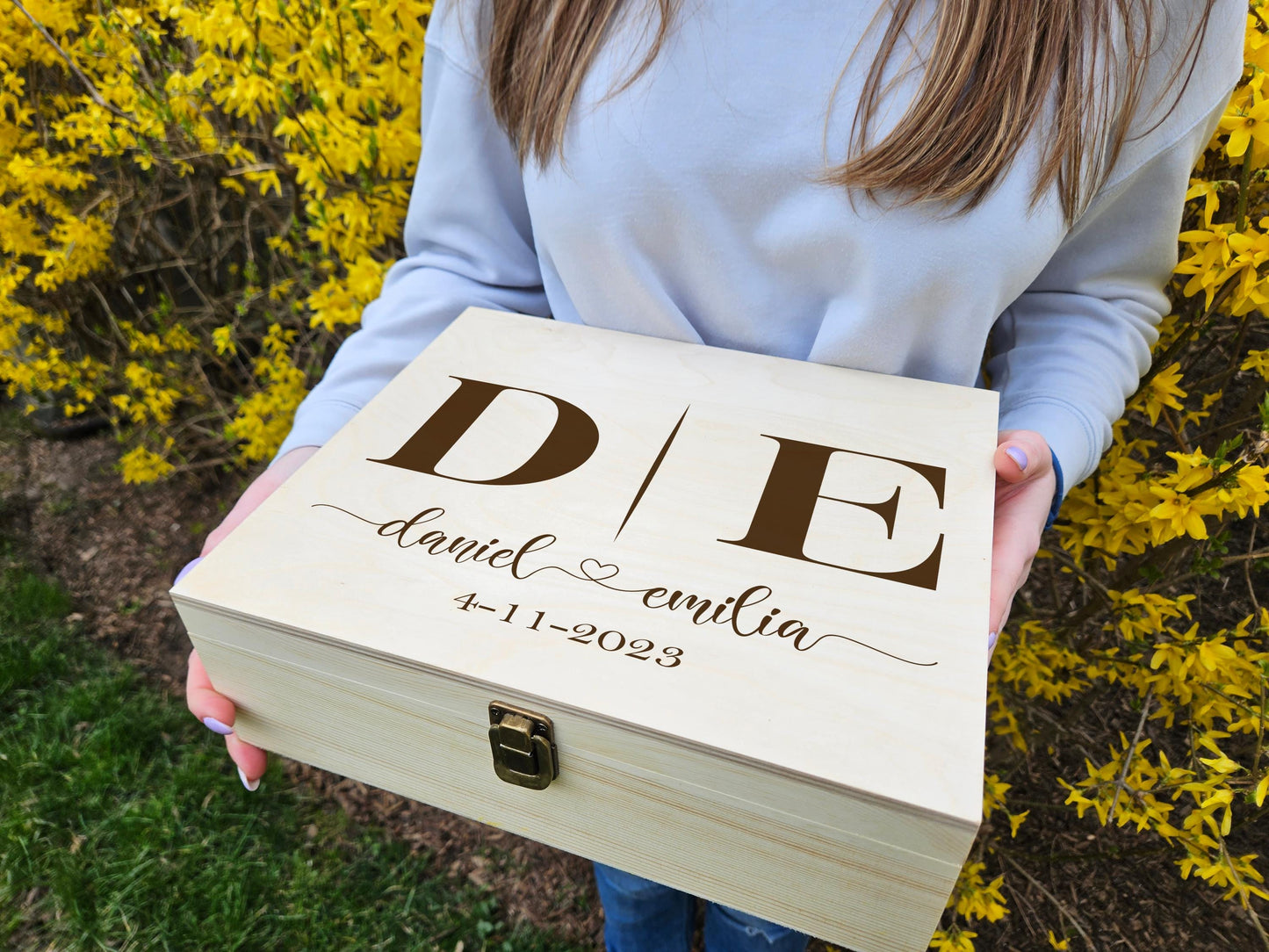 Custom Engraved Wooden Keepsake Box: Anniversary, Wedding, Valentine Gift