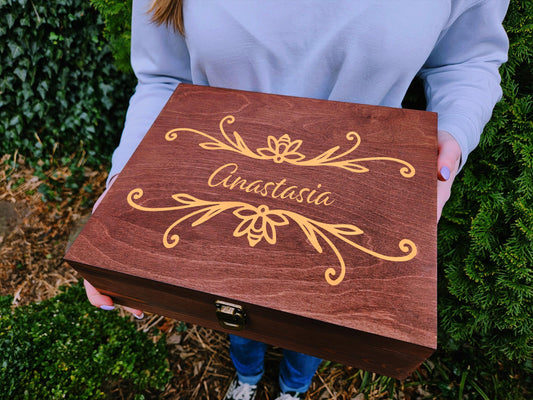 Wooden keepsake Memory Box Engraved Wooden Box Retirement Coworker Newborn Gift Mother's Day box Gift MOM Sister Daughter Gift for Friends