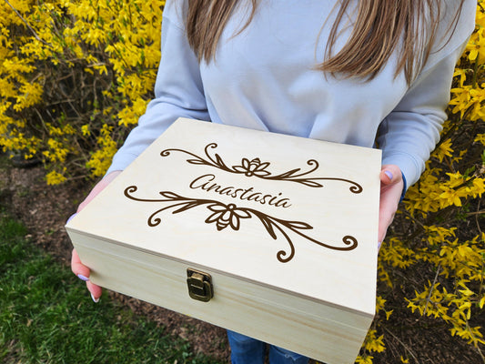 Wooden keepsake Memory Box Engraved Wooden Box Retirement Coworker Newborn Gift Mother's Day box Gift MOM Sister Daughter Gift for Friends