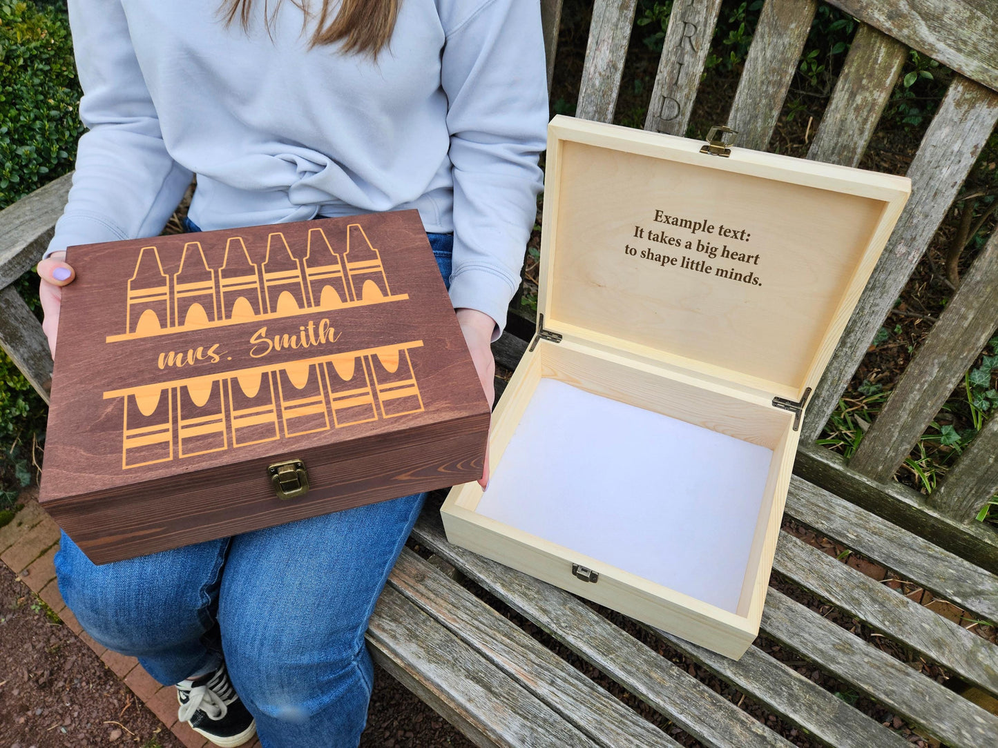 Personalized Wooden Teacher Box, Custom School Supply Keepsake with Name, Classroom Storage, Back to School or End of Year Gift for Teacher