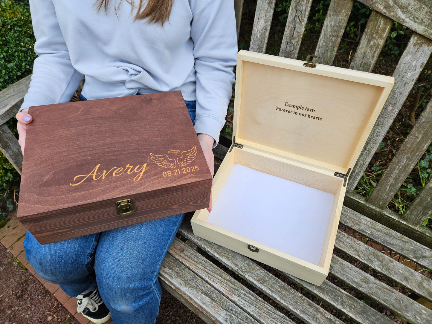 Personalized Memory Box with Name and Date, Custom Wooden Keepsake Box, Memorial Box, Sympathy Gift for Loss, Engraved Memory Box