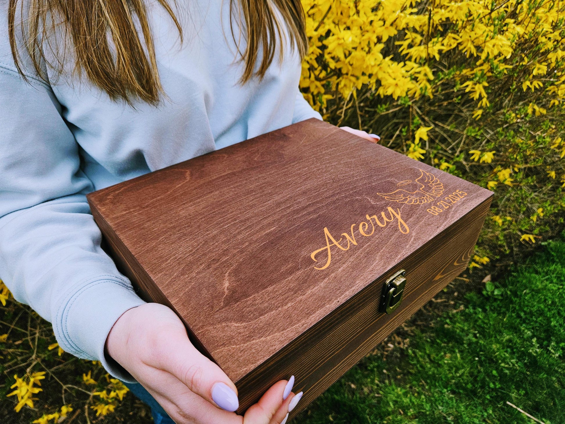 Personalized Memory Box with Name and Date, Custom Wooden Keepsake Box, Memorial Box, Sympathy Gift for Loss, Engraved Memory Box