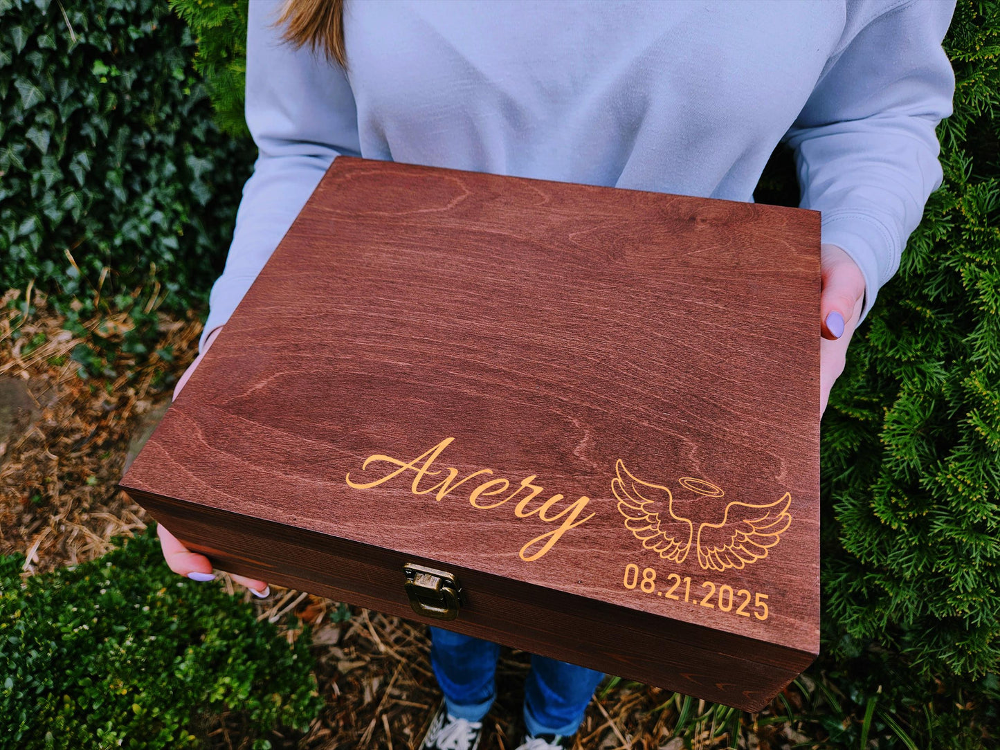 Personalized Memory Box with Name and Date, Custom Wooden Keepsake Box, Memorial Box, Sympathy Gift for Loss, Engraved Memory Box