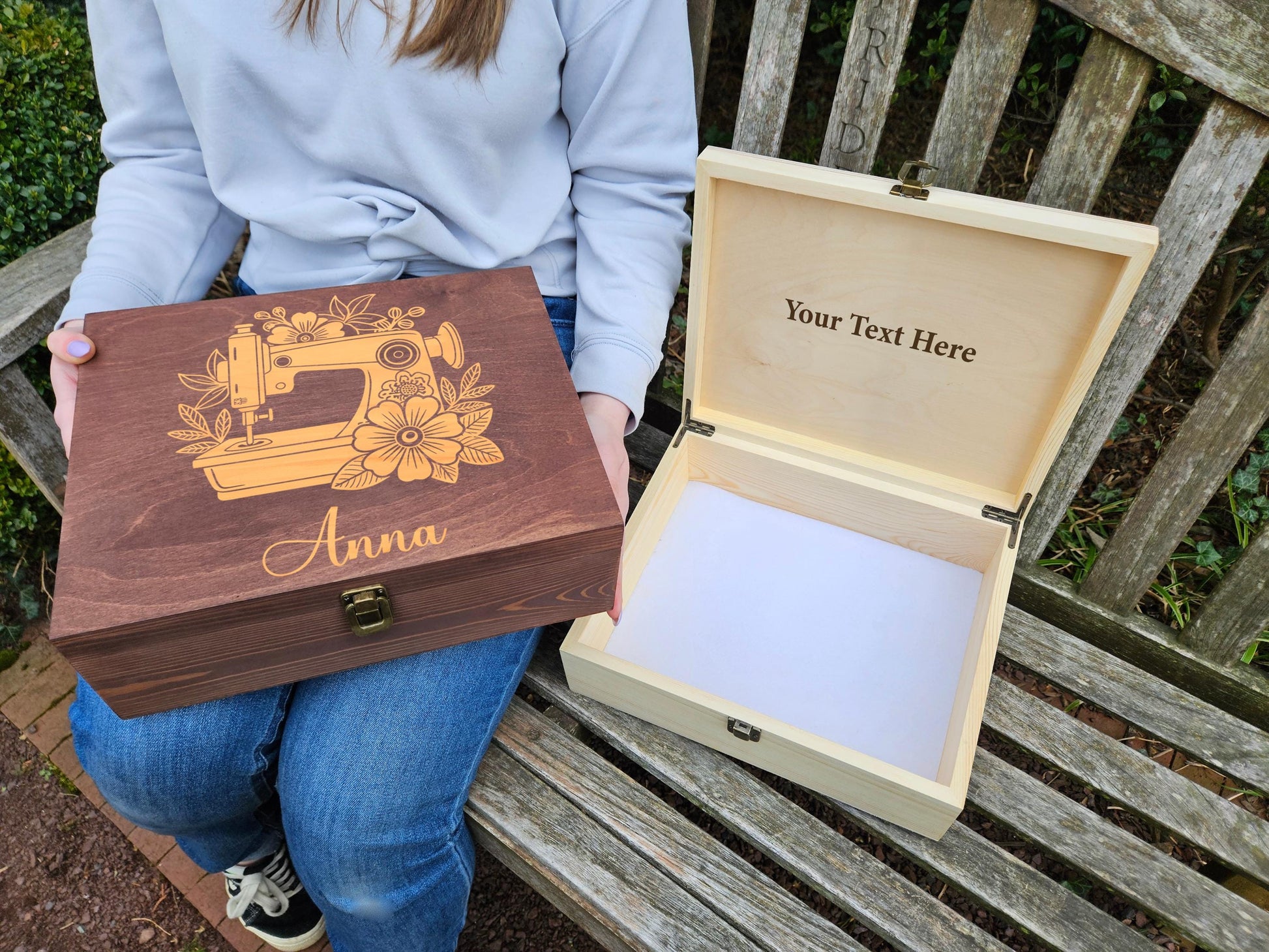 Personalized Sewing Box, Custom Seamstress Gift, Sewing Machine Keepsake Box, Tailor Gift, Crafter Storage Box, Embroidery Gift