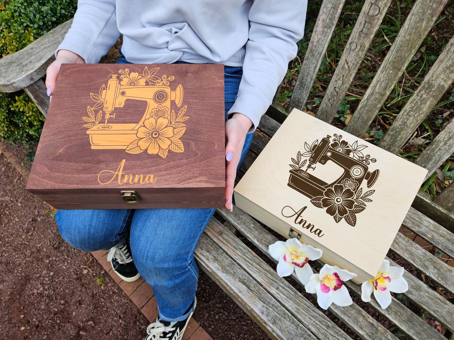 Personalized Sewing Box, Custom Seamstress Gift, Sewing Machine Keepsake Box, Tailor Gift, Crafter Storage Box, Embroidery Gift