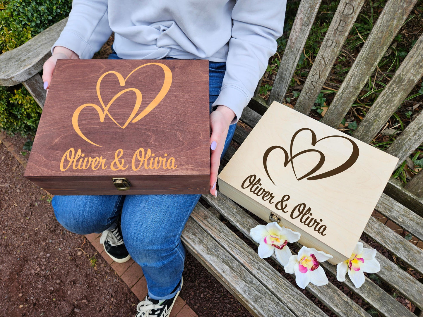Personalized Wedding Memory Box, Engraved Keepsake Box for Couple, Anniversary Gift Box, Engagement Gift for Bride and Groom, Wedding Box
