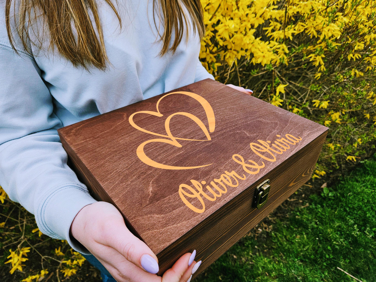 Personalized Wedding Memory Box, Engraved Keepsake Box for Couple, Anniversary Gift Box, Engagement Gift for Bride and Groom, Wedding Box