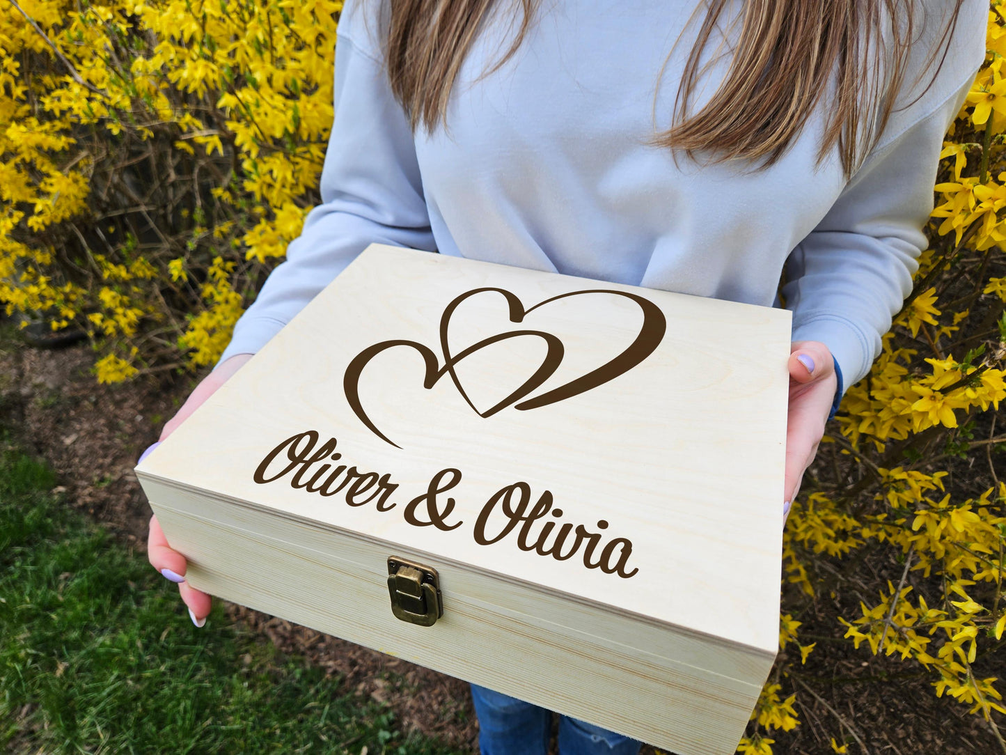 Personalized Wedding Memory Box, Engraved Keepsake Box for Couple, Anniversary Gift Box, Engagement Gift for Bride and Groom, Wedding Box