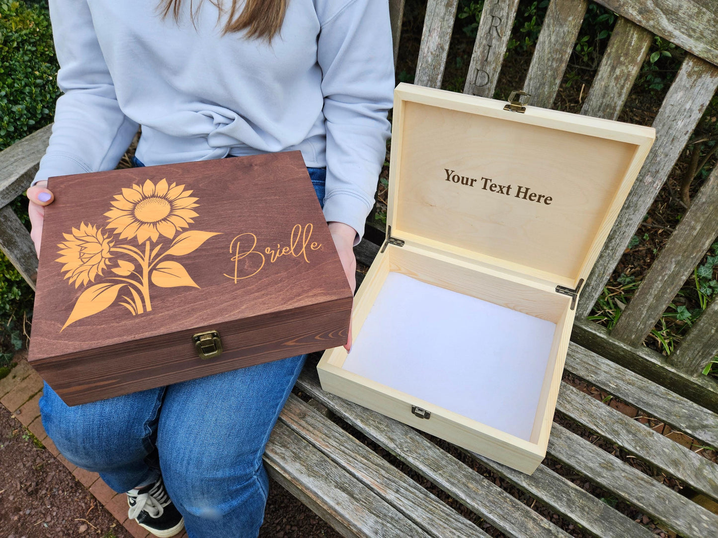 Personalized Sunflower Keepsake Box, Custom Wooden Memory Box, Name Engraved Gift Box, Birthday Gift, Sunflower Lover Gift