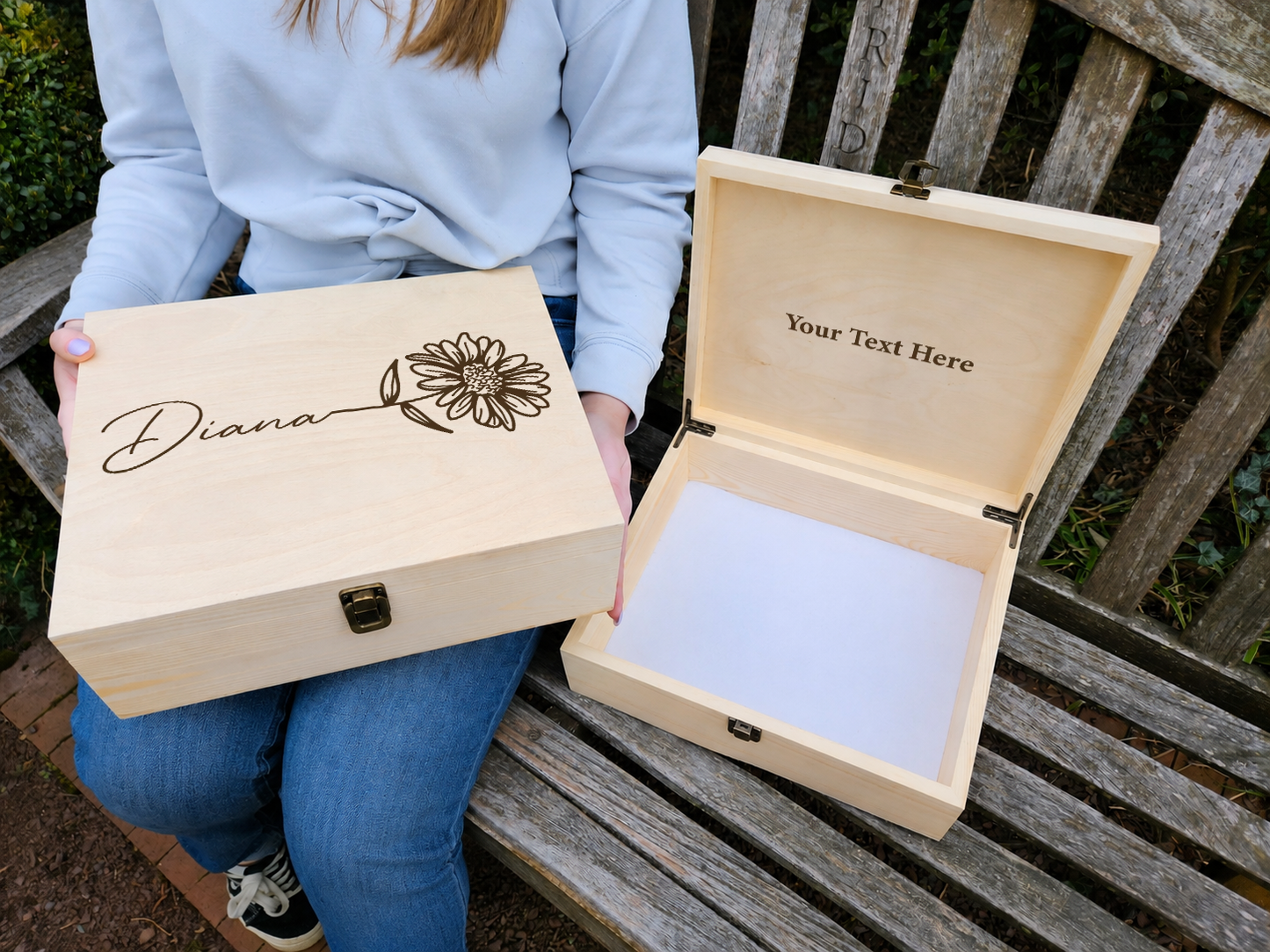 Personalized Daisy Keepsake Box, Floral Wooden Box for Her