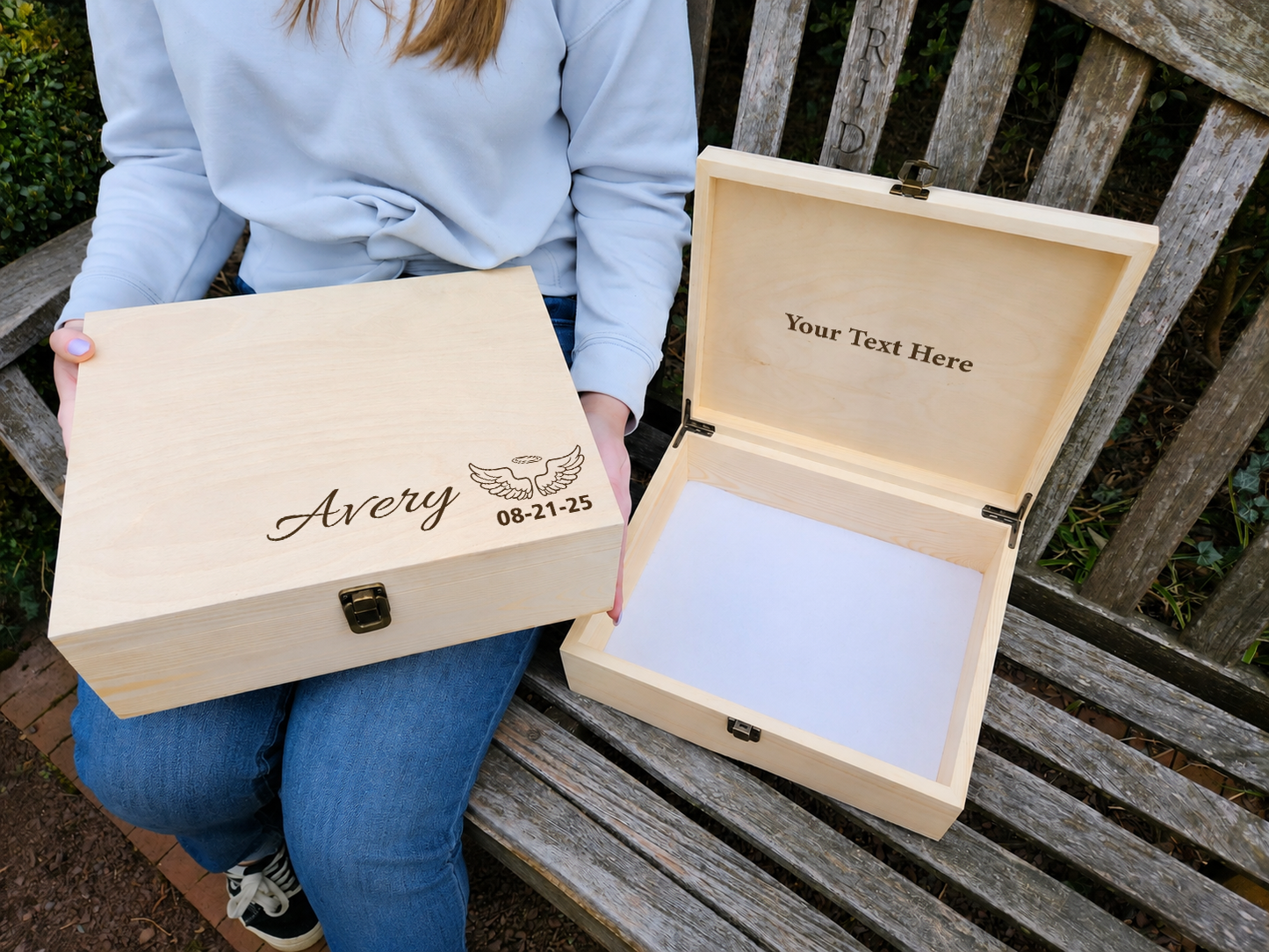 Personalized Memory Box with Name and Date, Memorial Box, Sympathy Gift for Loss