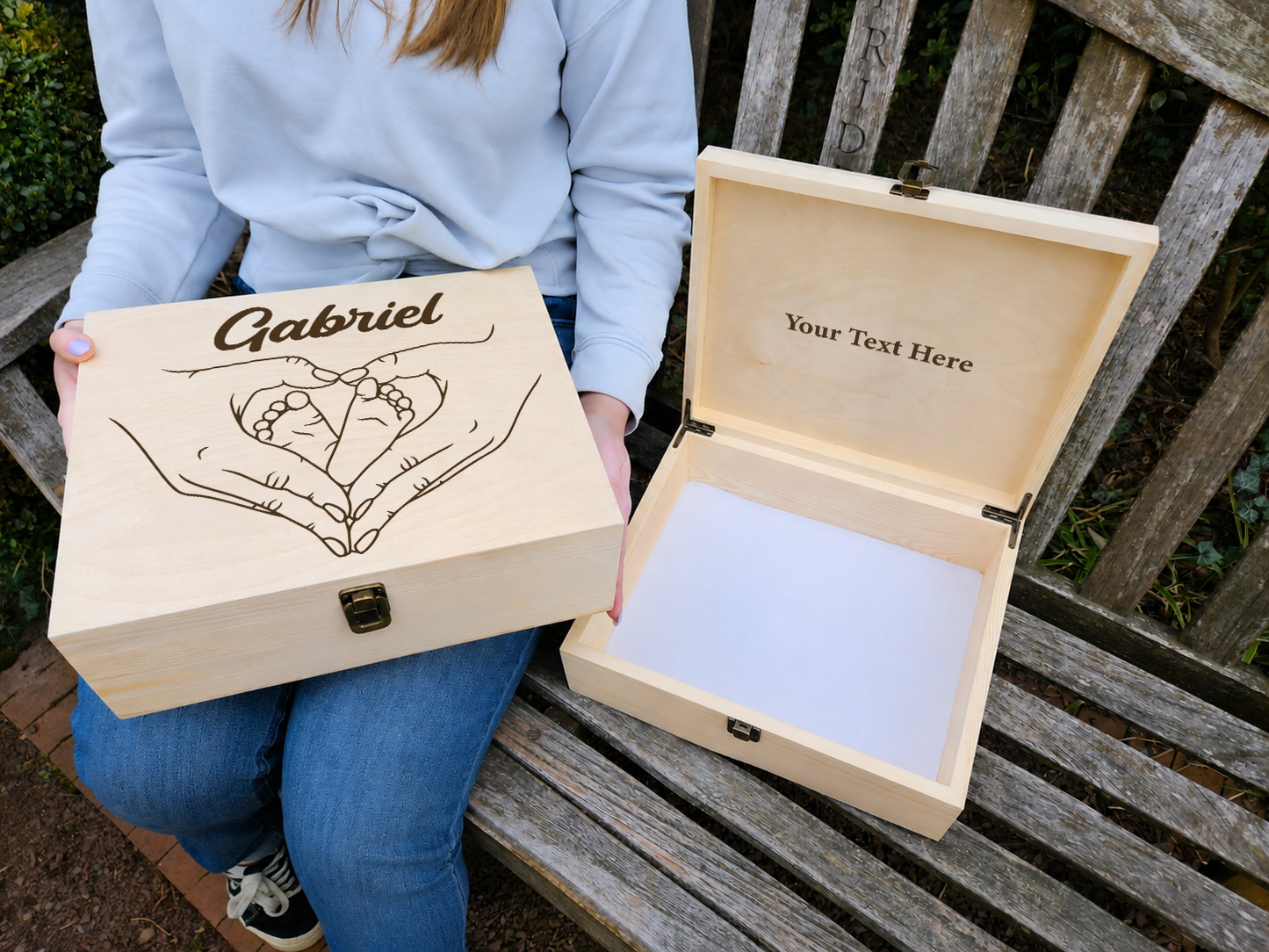 Personalized Baby Memory Box, Engraved Wooden Keepsake Box